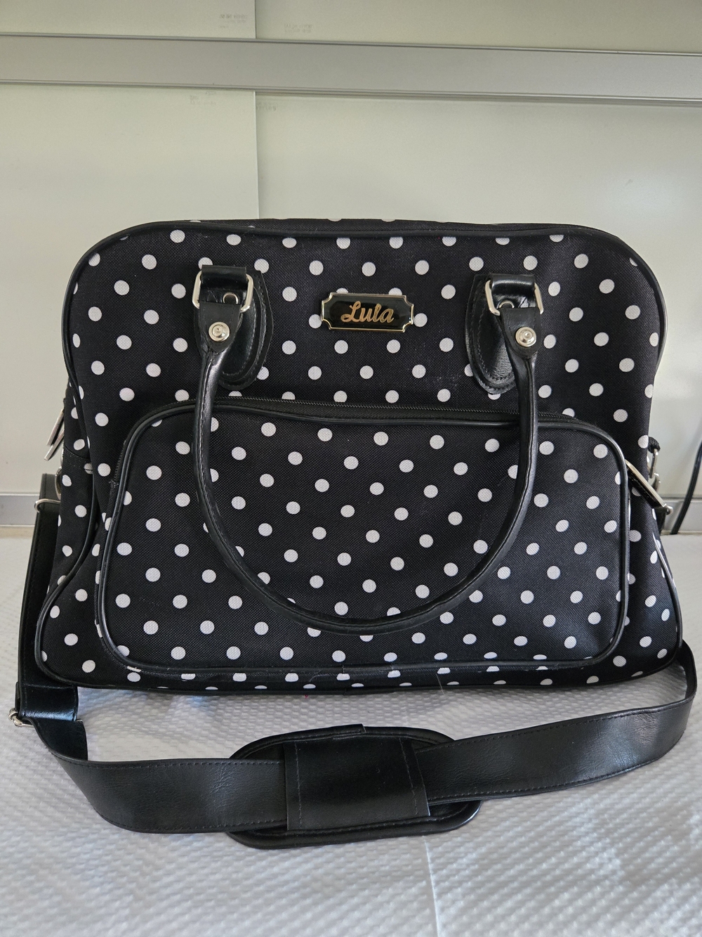 Lula Black Polka Dot Satchel Bag